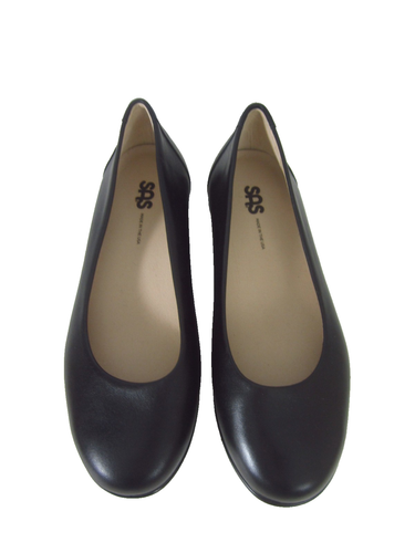 New SAS Womens Scenic Ballet Flats Size 9 W Black Leather Comfort Slip On Shoe - Picture 3 of 13
