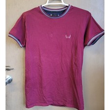 Nick Danger Red SS Tee Sz Small Striped Collar EUC