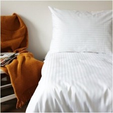 Soft Duvet Cover Set 3 Pc White Stripe Egyptian Cotton Sateen Single Double King