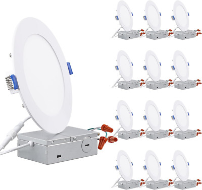 Iluminación LED empotrada ultrafina de 6 pulgadas, serie básica, paquete de 12
