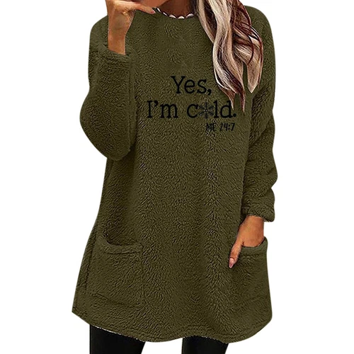 Women Sweatshirt Fleece Lined Pullover Autumn Winter Warm Tops Casual Comfort - Picture 10 of 16