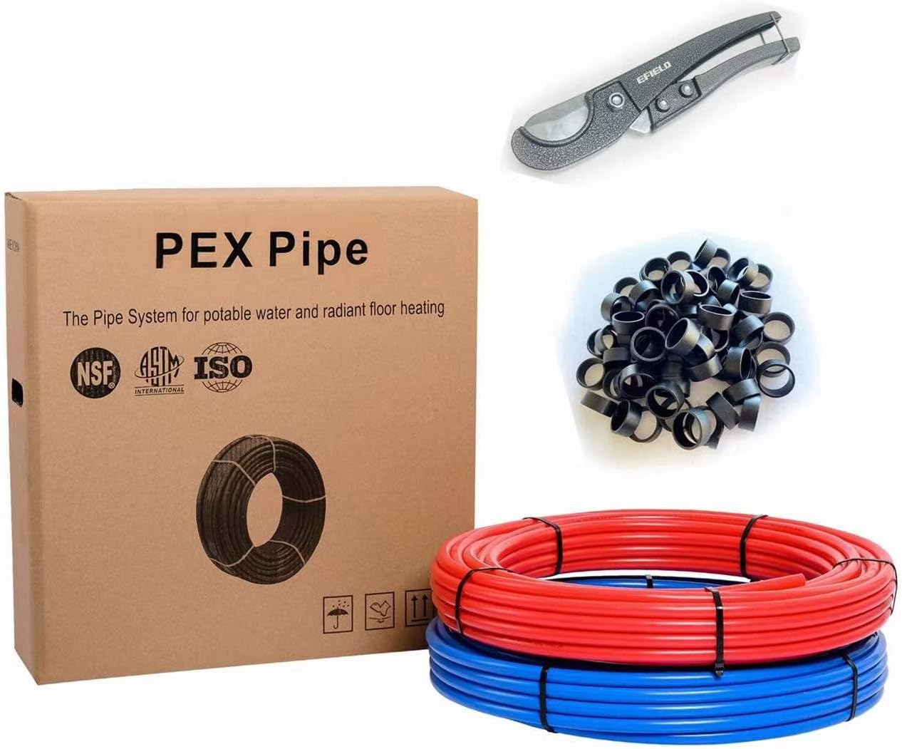 EFIELD Pex-B Pipe/Tubing NSF Certified Blue & Red 1/2