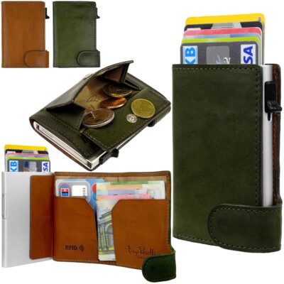 Tony Perotti Aluminum Leather Men Women Wallet Coin Pocket Credit Card Holder