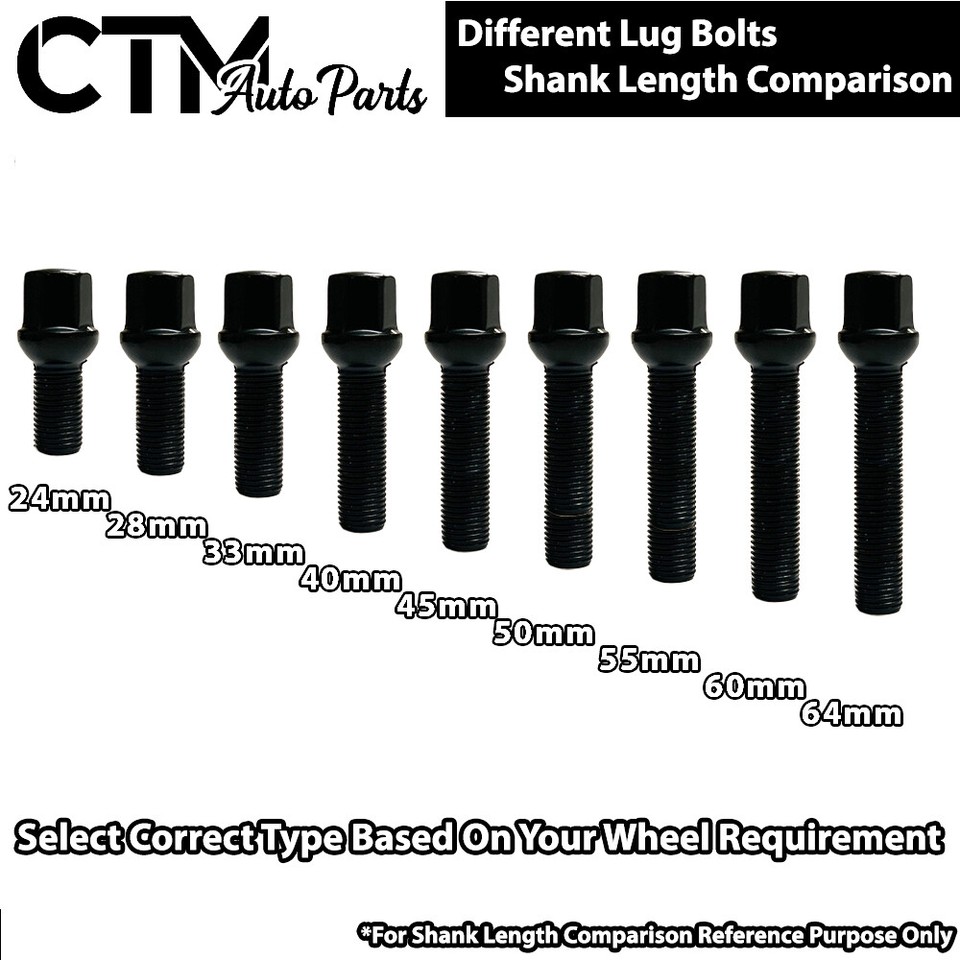 KSP M14x1.25 Lug Bolts - 5 Pack, 40mm Shank Length, 17mm Hex, Conical Seat For Wheels With Spacers