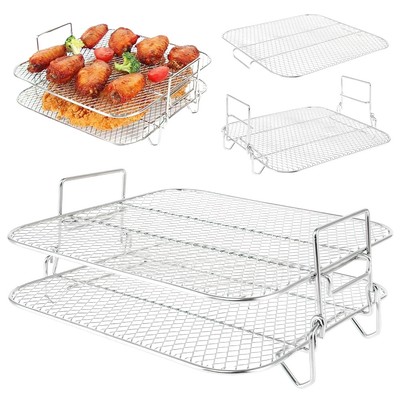 2X Air Fryer Grillrost Zubehör Edelstahl Heißluftfritteuse Rack für Ninja Foodi