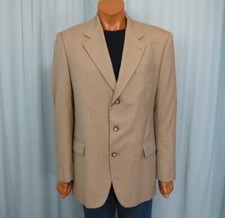 Lanvin Paris Beige wool checked sport coat EUR size 52 US size 42R