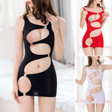 Women's Stretch Bodycon Cocktail Mini Dress Hollow Out Sheer Lingerie Party Club