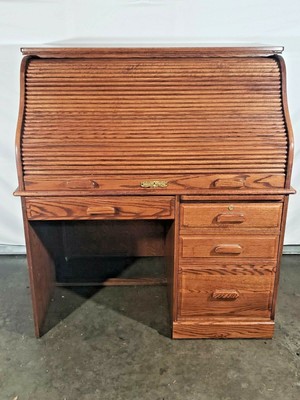 Vintage Winners Only Medium Oak Roll Top Desk With Original