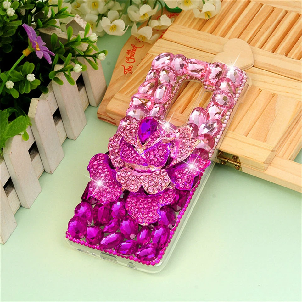 Lujosa Funda de Teléfono Brillante Diamante Estrás Cristal Trasera Cubierta a Prueba de Golpes Foto 2 de 4