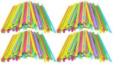 Set Of 400 Straw Spoons Bright Colors Pink Green Blue Yellow Measures 8inlx.25i