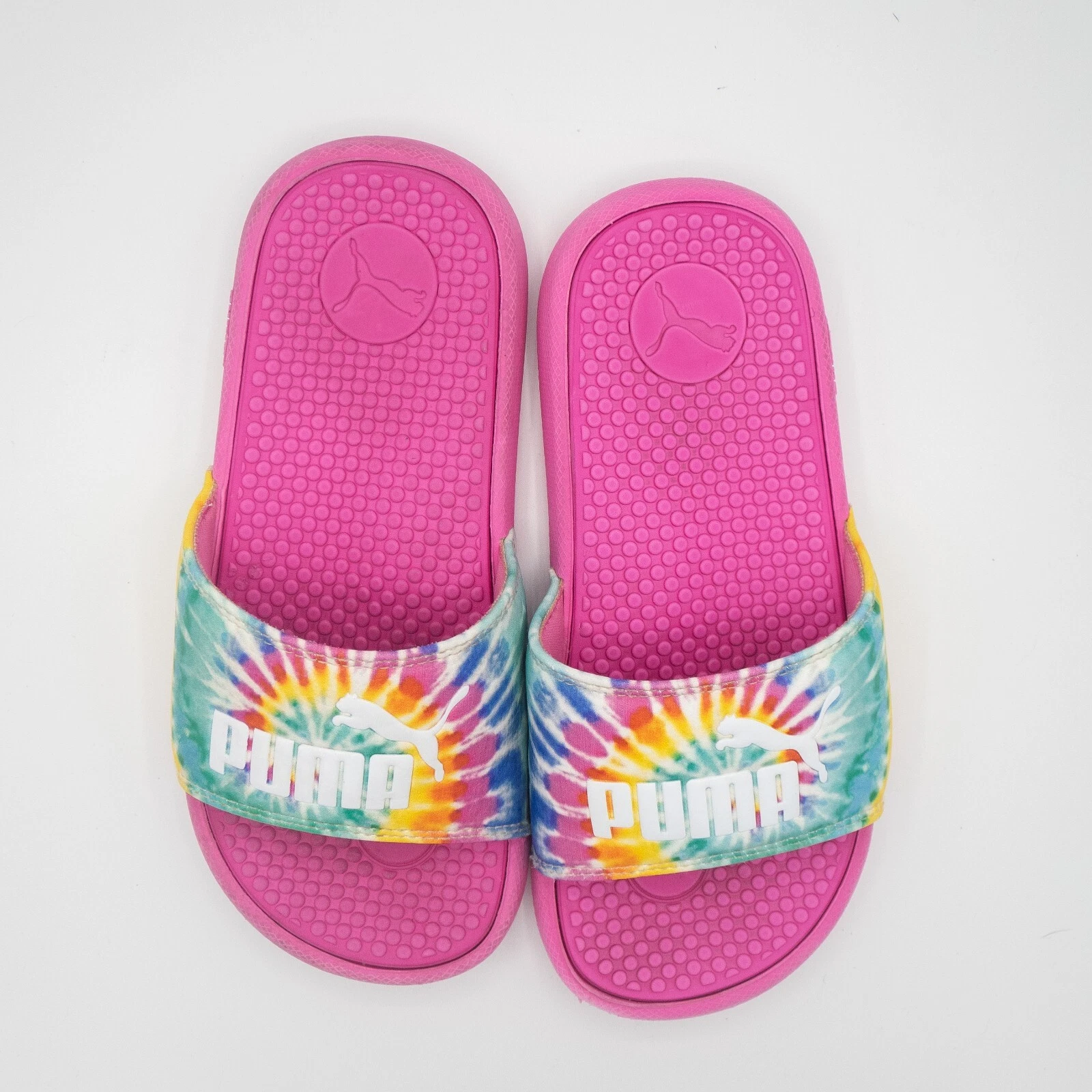 SANDALI SCIVOLO PUMA COOL GATTO ROSA X CRAVATTA TINTA ARCOBALENO RAGAZZE TAGLIA 2