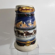 BUDWEISER Christmas “Holiday in the Mountains” Beer Stein 2000 Collectable