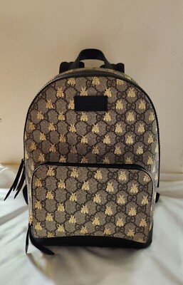 NWOT Authentic Gucci Supreme Bee GG Backpack Canvas Leather NWOT Authentic Gucci Supreme Bee GG Backpack Canvas Leather