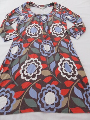 BODEN PRETTY COLOURFUL FLOWER PRINT STRETCH JERSEY LONG TUNIC SHORT DRESS UK 12