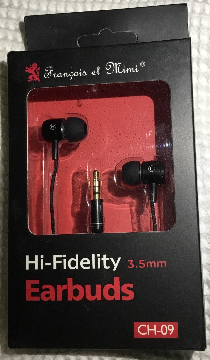 In-Ear Headphones, 3.5mm Aux Hi-Fidelity Earbuds CH-09, Black-image