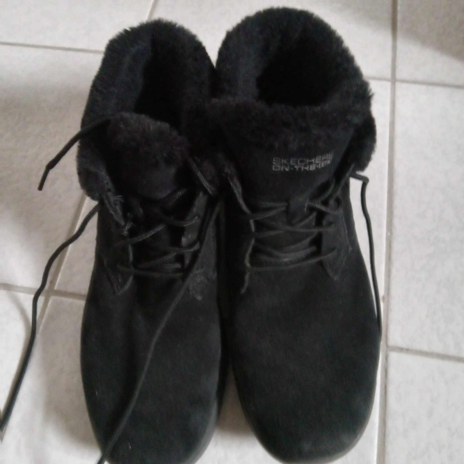 Skechers GOGA MAT Womens Suede Leather Winter Bootie Black 8 GEN5 Lace-up