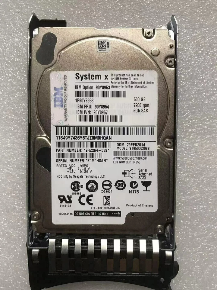 IBM 90Y8957 500GB 90Y8954 SYSTEM X 90Y8953 7.2K RPM 6Gb/s 2.5 SAS HDD Hard Drive - Image 3 of 4