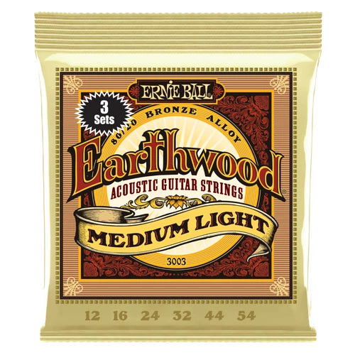 Ernie Ball Earthwood Medium Light 80/20 Bronze Acoustic Guitar Strings 3 Pack