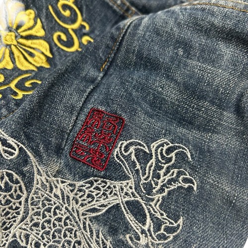 208 Karakuri Tamashii multi pocket jeans denim vintage 00s Japanese script - Picture 5 of 24