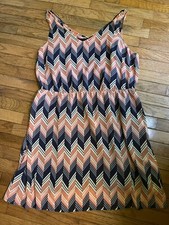 GAP  Women's Chevron Cinched Waist Dress in Navy/Coral Size XXL Detachable Slip