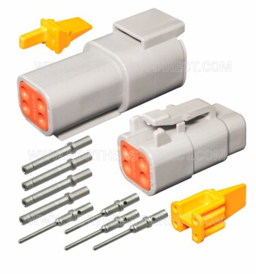 4 PIN DEUTSCH DTM DTM04-4P DTM06-4S WATERPROOF CONNECTOR KIT - SOLID CONTACTS