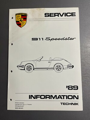 1989 Porsche 911 Speedster Service Information Brochure -- RARE!! Awesome L@@K