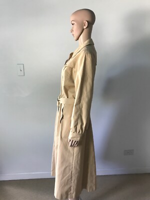 【60s】Euro Vintage Cotton Belted Coat 46 40s 50s Vtg WWII Army Green Cotton Military Trench Coat