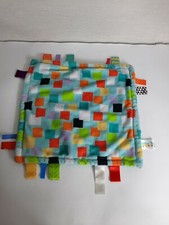 Bright Starts Taggies Squares Lovey Lovie Baby Security Blanket Aqua Blue Ribbon