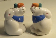 Vintage RACE Coco Dowley Certint China Bunny Rabbit Salt Pepper Shaker Set 3.5"