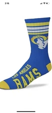 NFL 🔥Los Angeles Rams 4 Stripe Deuce Crew Socks - Men’s Large 10-13🔥🏈🏈