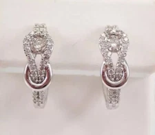 Round Simulated Diamond Gorgeous Fancy Huggie Hoop Earring 14k White Gold Plated