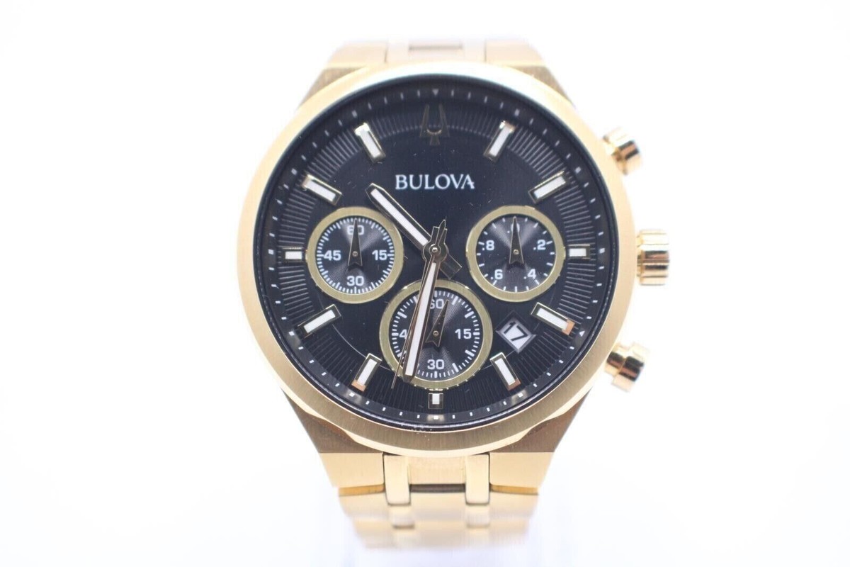 Bulova 97B21 Men's Gold Tone Chronograph Watch with Black