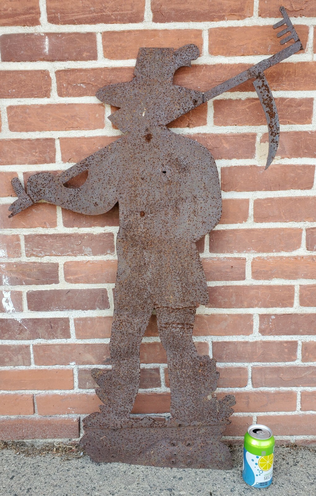 Large Antique Sheet Metal Weathervane Colonial Farmer with Scythe