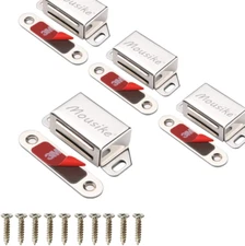 Mousike Cabinet Magnets 30Lb Stainless Steel Magnetic Door Catch (Silver 4 Pack)