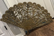 Vintage Mid Century Modern Hollywood Regency Burwood Gold Fan 4402 Art 43” X 27”