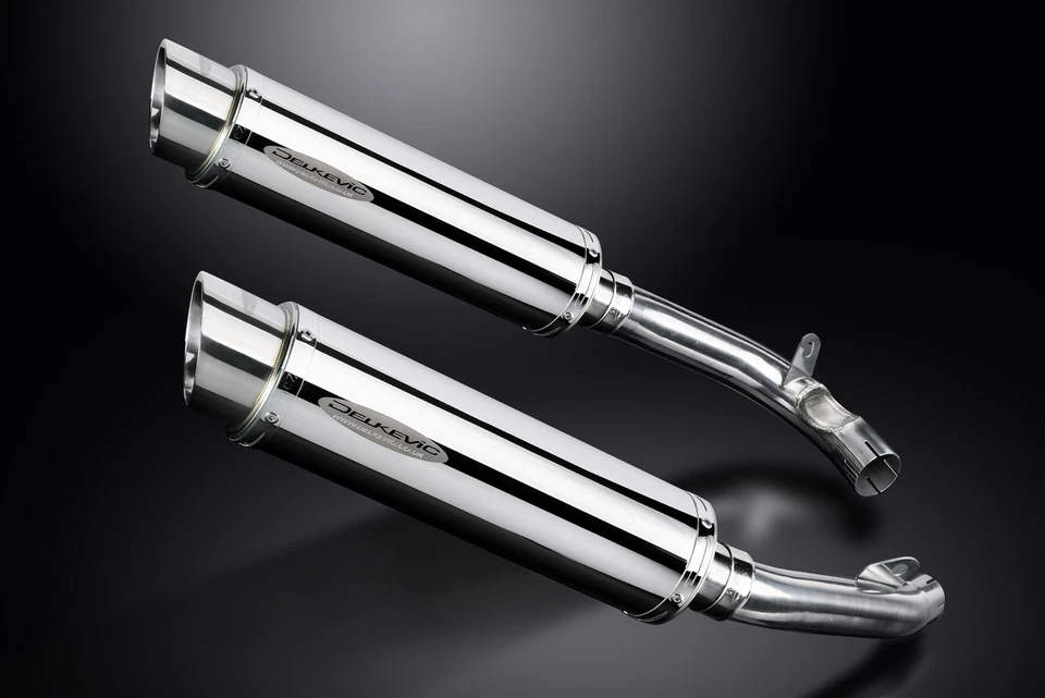 Kit silenciador de escape redondo de acero inoxidable Honda VTR1000F Superhawk 1997-03 deslizable 14" Foto 3 de 4