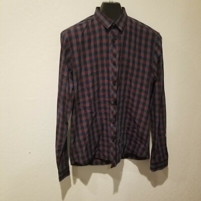Jared Lang After Hours Men's Casual Button Down Plaid Shirt Cotton Red Black