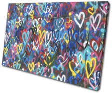 Colourful Pop Hearts Love Graffiti SINGLE Leinwand Kunst Bild drucken
