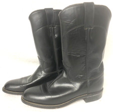 VINTAGE JUSTIN ROPER STYLE COWGIRL BOOTS,6C,HIGH QUALITY,WOMEN,LEATHER,BLACK,1"H