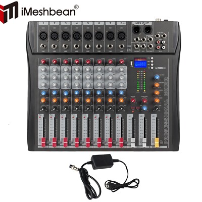 Pro Power Mixer 8 Channel Audio Mixing Console 16 DSP  w/USB 110-220V Bluetooth