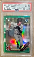 CORBIN CARROLL 2019 1st Bowman Draft Chrome REFRACTOR /99 RC PSA 10 GEM MINT
