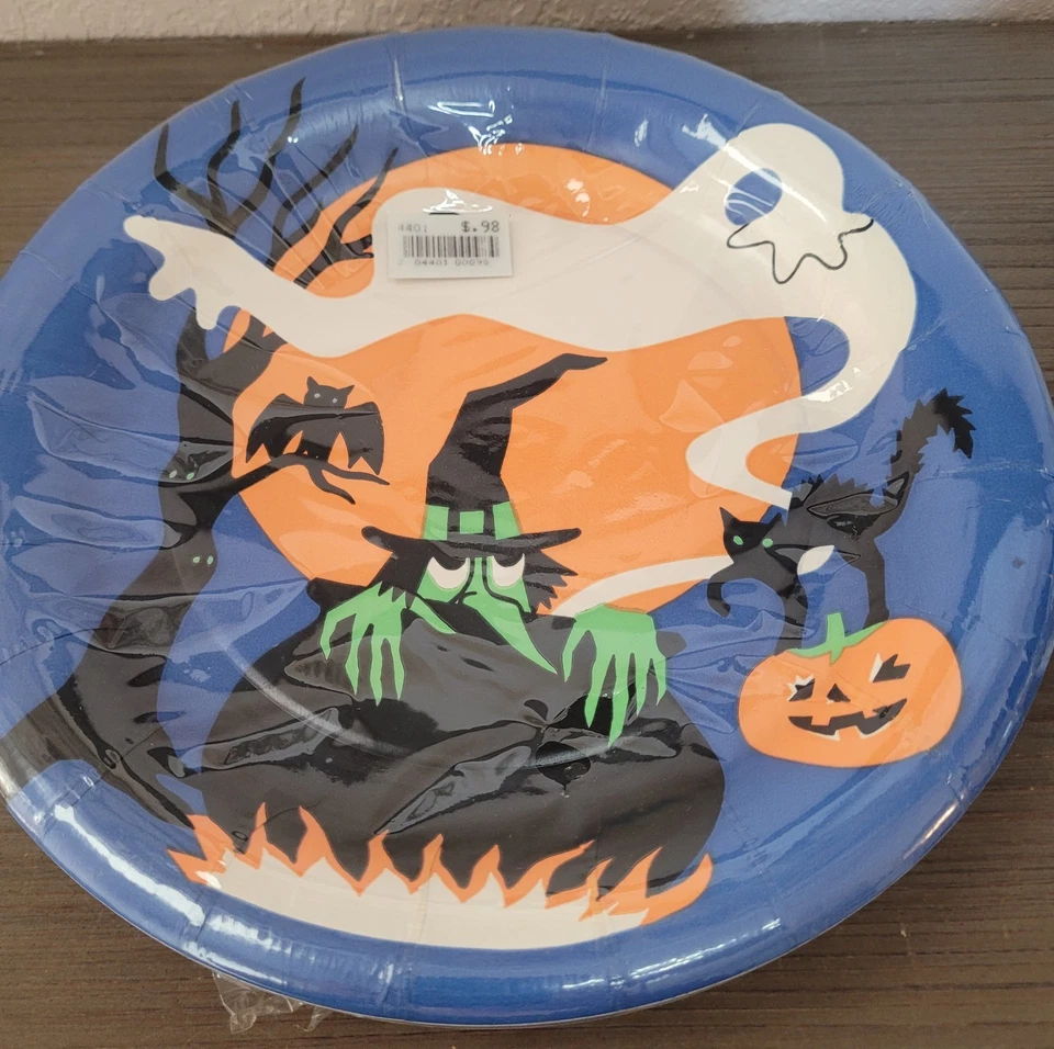 Juego de 3 platos de papel de Halloween de colección de 10" (8 pulgadas Ea.) y 44 servilletas de papel fantasma nuevas  Foto 3 de 4