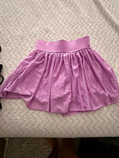 Justice Girls Purple Solid Pleated Pull-On Short Skirt S 7/8 Polyester