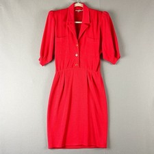 Vintage St John Neiman Marcus Dress Womens 8 Red Santana Knit USA Made 60s 70s