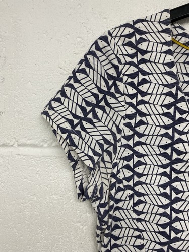 White Stuff Blue/White Fish Design Short Sleeved Summer Mini Dress UK 12 PN - Picture 5 of 6
