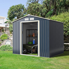 Outdoor Storage Shed, 7' X 6' Metal Garden Shed with 4 Vents  Double Sliding Do