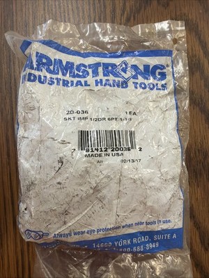 Armstrong 20-036 1/2 drive 1-1/8  6-point Impact Socket NOS - New Unopened Bag
