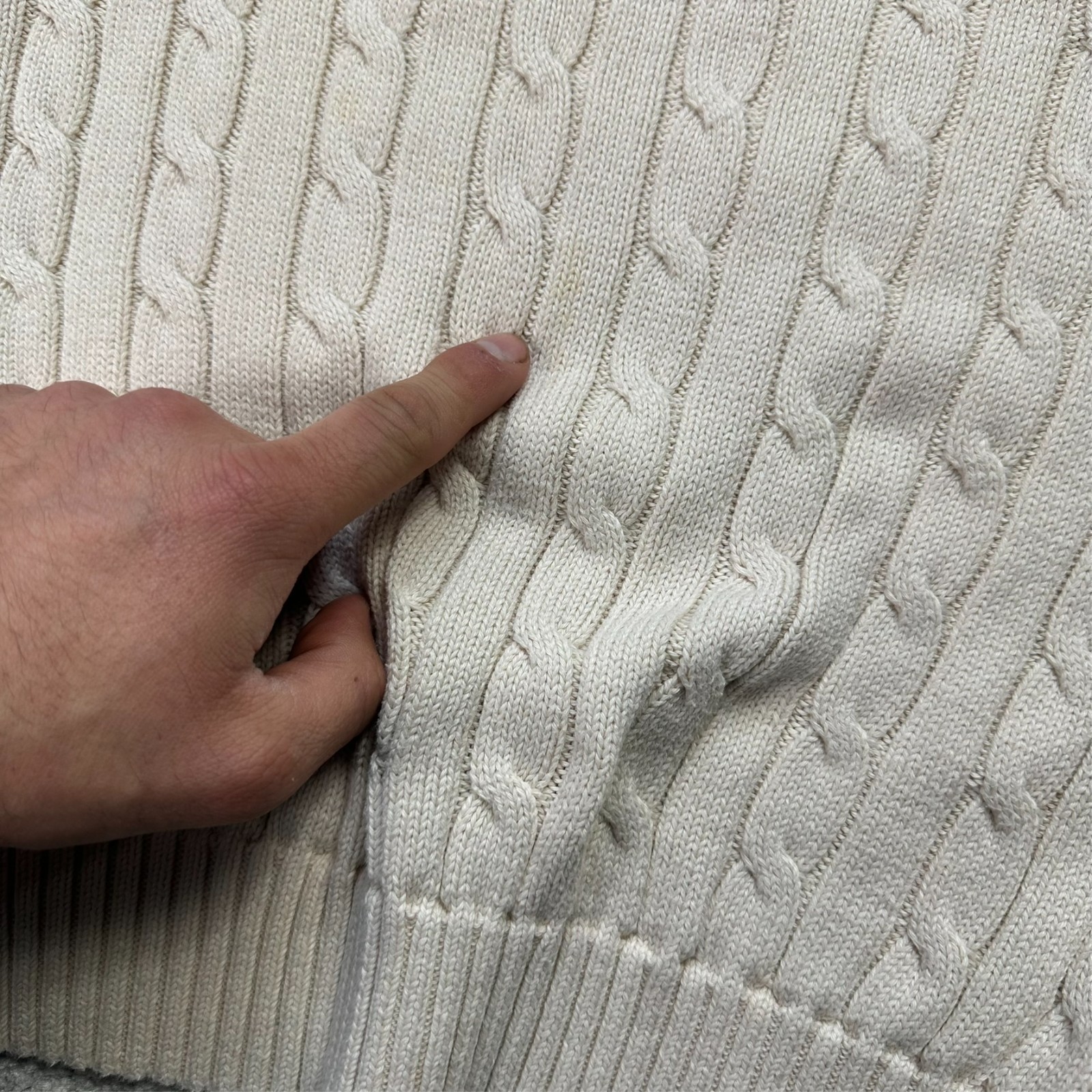 Women's VTG Ralph Lauren 2000's Y2K Cream Medium Crew Neck Cable Knit Jumper image 3
