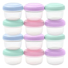 Leakproof Baby Food Storage - 12 Set, Small Plastic Containers with Lids, Loc...