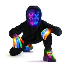 Camlinbo LED Mask & Glow Set with Gesture Sensing, Unisex Teens Light Up Mask...
